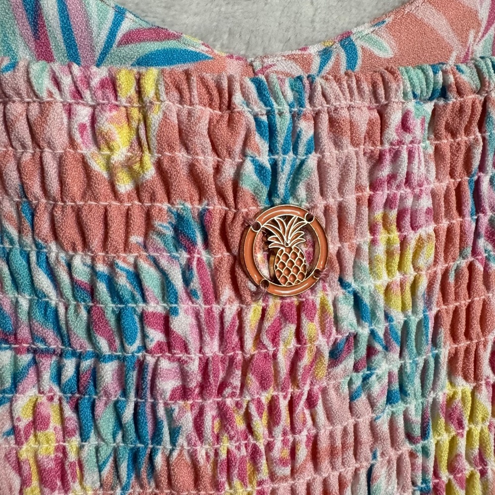 NWT Simply Southern Pineapple Print Midi Dress Size XXL Smocked Back Tiered Boho - Picture 11 of 14